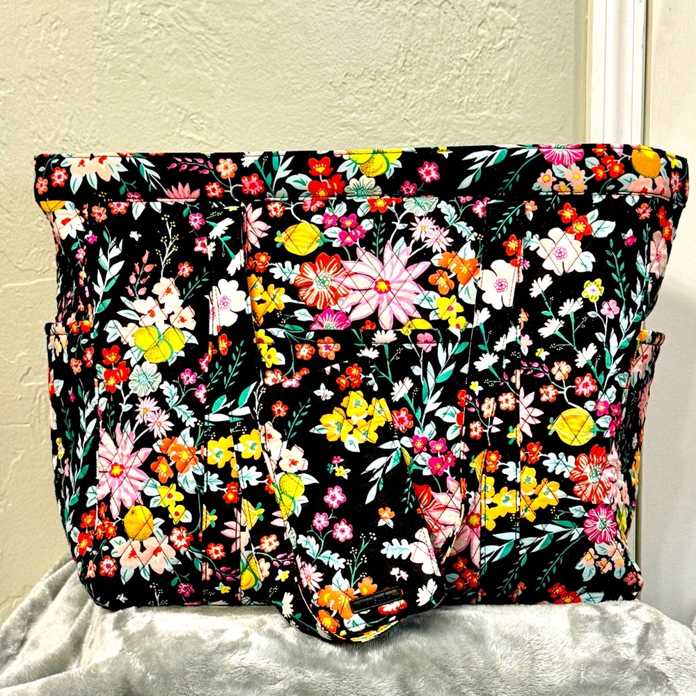 Vera Bradley Tangerine Twist Turnlock Tote + glasses/sunglass holder